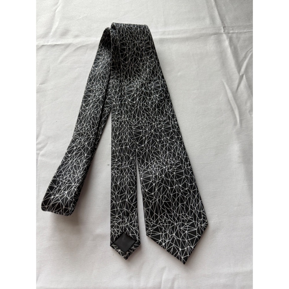 Spiffster Necktie Geometric Pattern Business Casual Black White